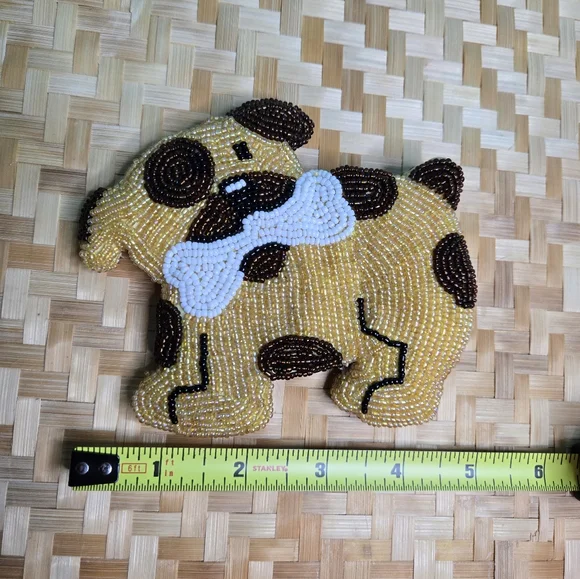 Vintage Beaded Puppy with Bone Coin Purse - Picture 6 of 7